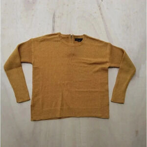 Tahari Crewneck Side Slit Mustard Sweater Women's Medium